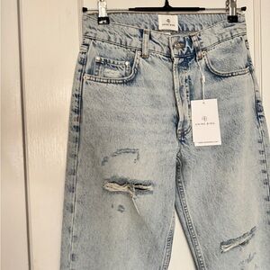 NWT Anine Bing Faded Blue Ripped Boyfriend Jeans